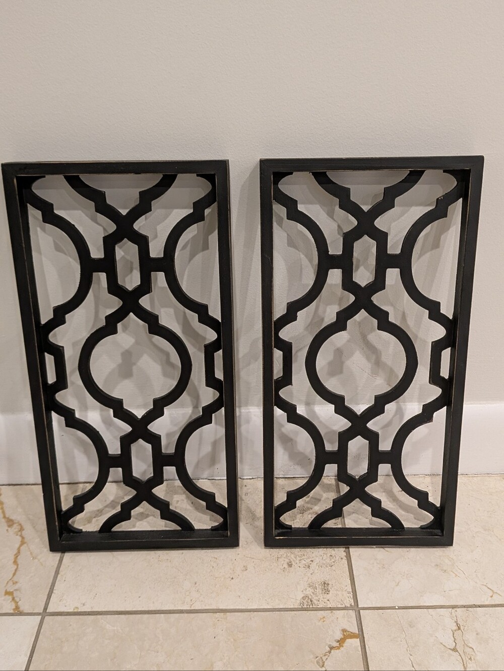 Black Geometric Wall Panel Pair - Decorative Home Wall Decor